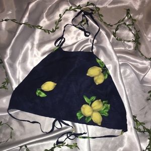 Spaghetti strap halter crop top